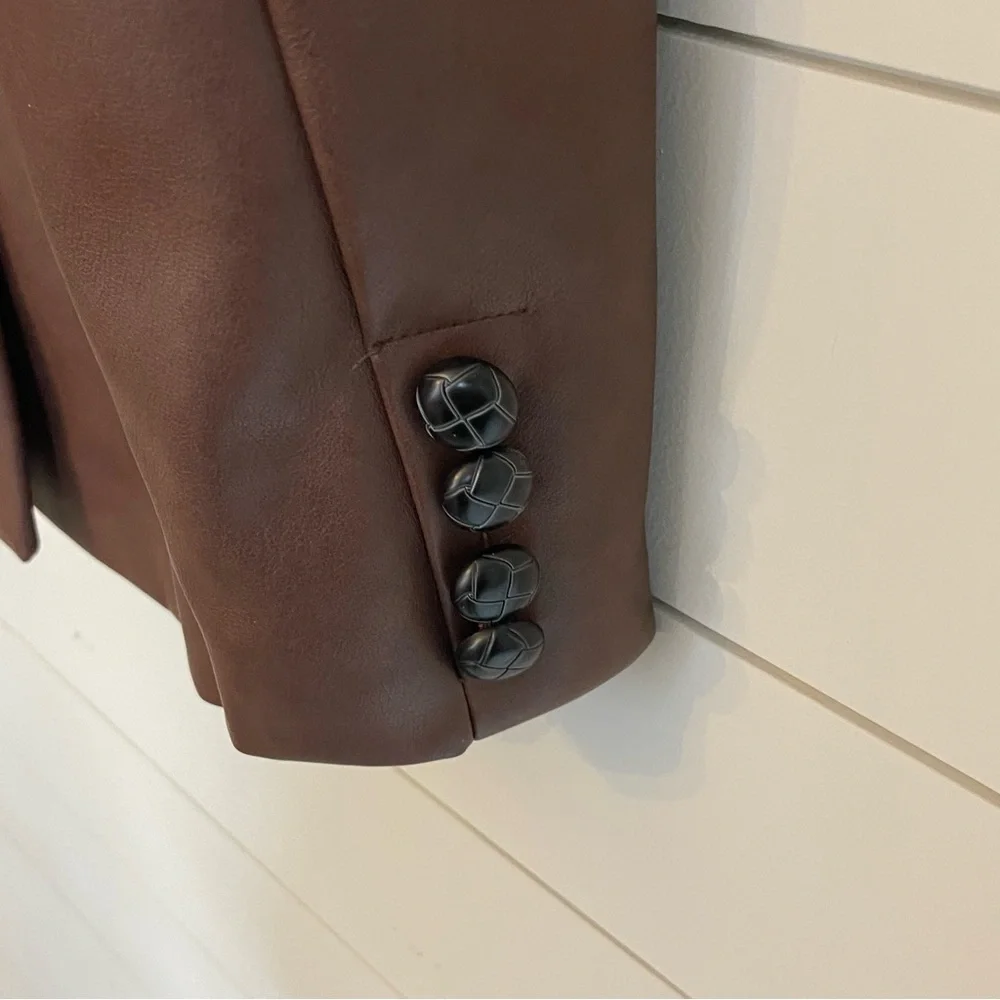 7 for all Mankind Brown Faux Leather Blazer Sz M